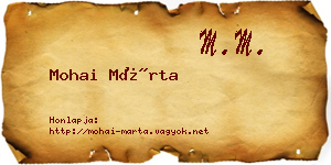 Mohai Márta névjegykártya